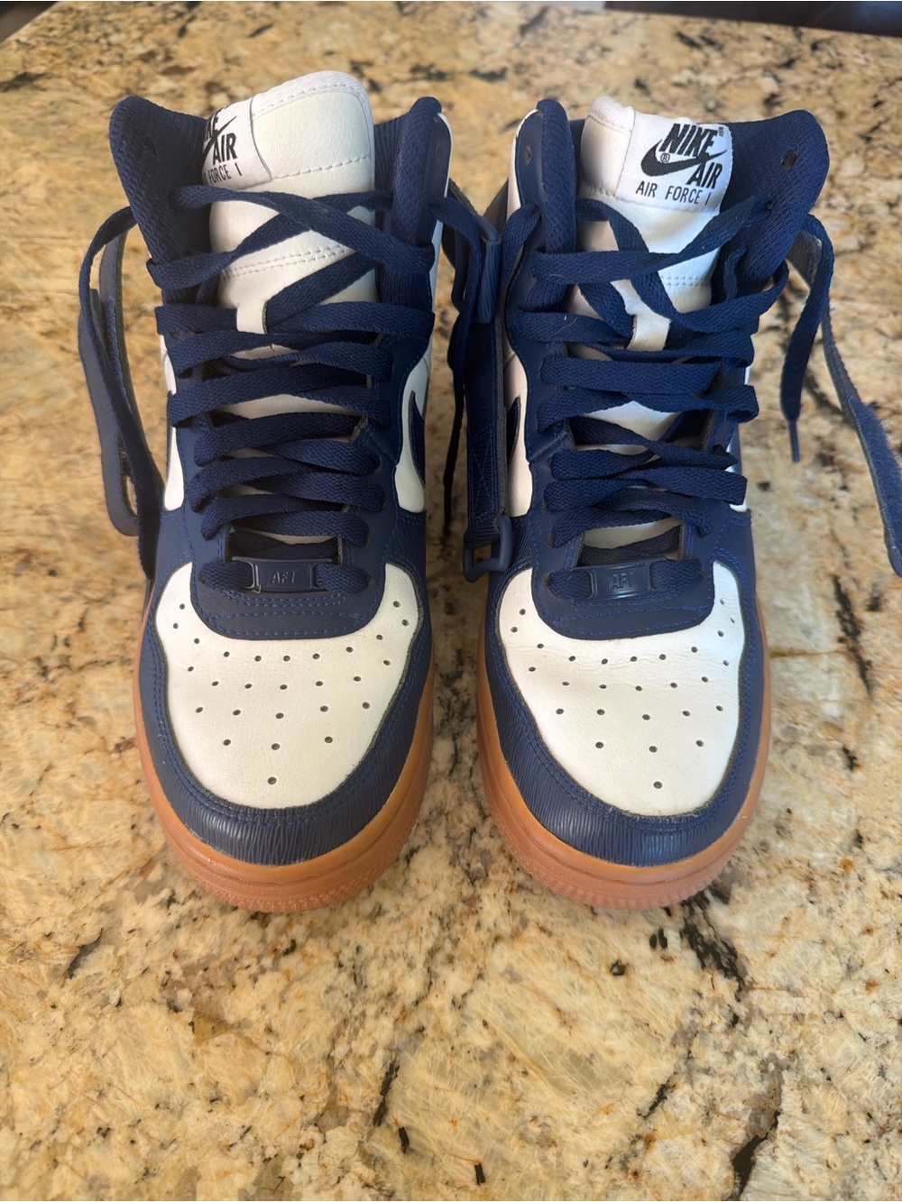 Nike Air Force 1 High By You Sneakers - Navy, White & Gum